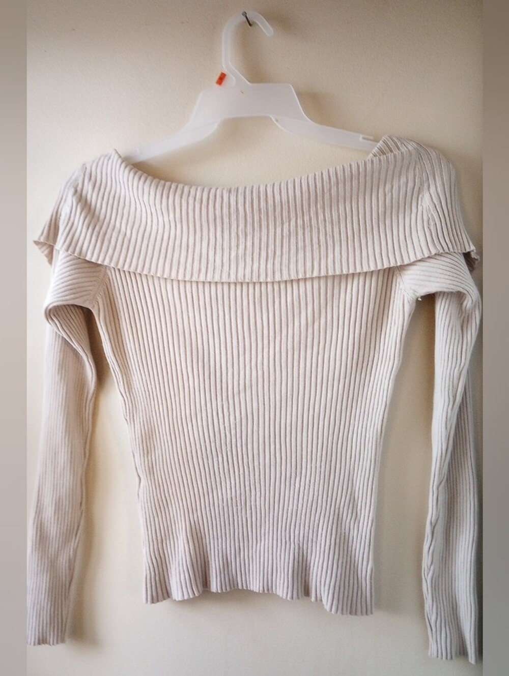 Dynamite Medium Off-Shoulder Ribbed Sweater Top - Cream - Picture 15 of 15